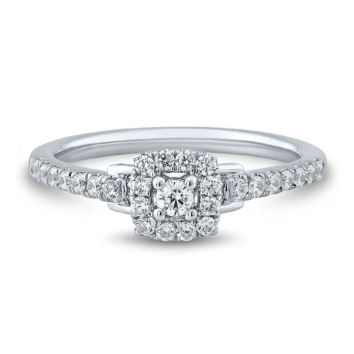 Lab Grown Diamond Cushion Cut Promise Ring In 14K White Gold (1/3 Ct. Tw.)