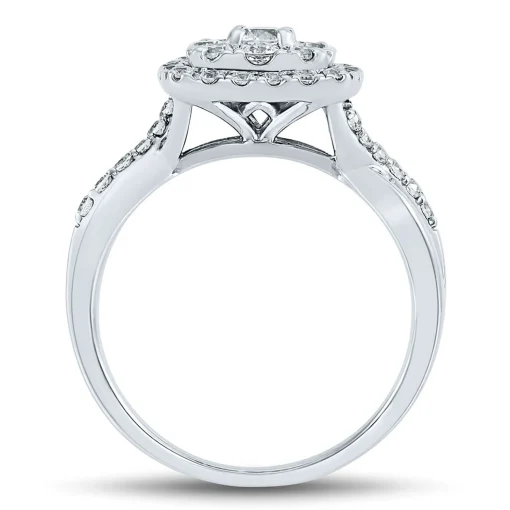 Lab Grown Diamond Cushion Cluster Ring In 14K White Gold (3/4 Ct. Tw.)