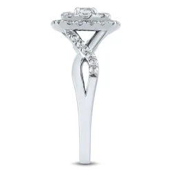 Lab Grown Diamond Cushion Cluster Ring In 14K White Gold (3/4 Ct. Tw.)