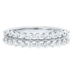 Lab Grown Diamond Double Row Milgrain Band In 14K White Gold (1/2 Ct. Tw.)
