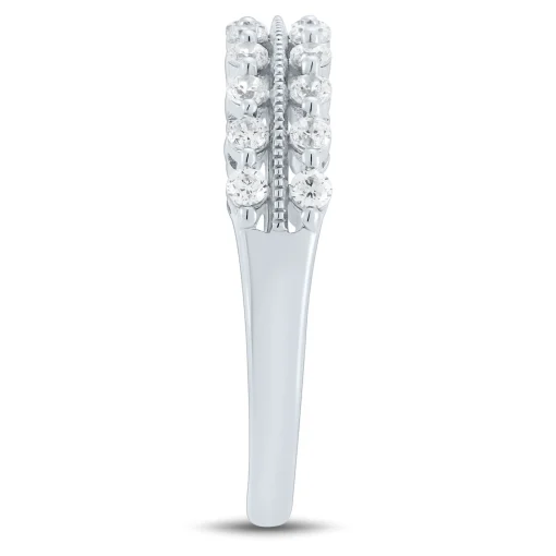 Lab Grown Diamond Double Row Milgrain Band In 14K White Gold (1/2 Ct. Tw.)
