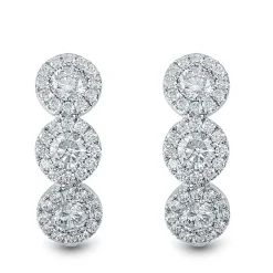Lab Grown Diamond Halo Hoop Earrings In 14K White Gold (2 1/4 Ct. Tw.)