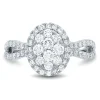 Lab Grown Diamond Oval Cluster Engagement Ring In 14K White Gold (1 Ct. Tw.)