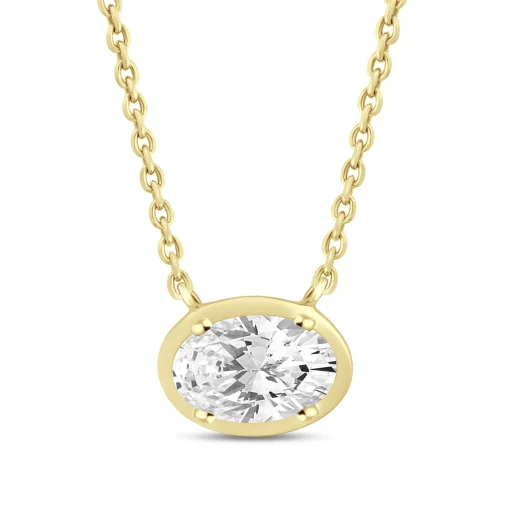 Lab Grown Diamond Oval Solitaire Pendant In 14K Yellow Gold (1/2 Ctw.)