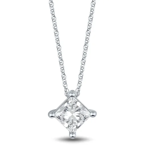 Lab Grown Diamond Princess-Cut Solitaire Pendant In 14K Gold (1/2 Ct. Tw.)