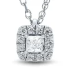 Lab Grown Diamond Princess-Cut Halo Pendant In (1/4 Ct. Tw.)