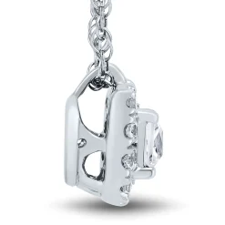 Lab Grown Diamond Princess-Cut Halo Pendant In (3/8 Ct. Tw.)