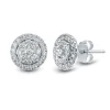 Lab Grown Diamond Round Cluster Stud Earrings In 14K White Gold (1 Ct. Tw.)
