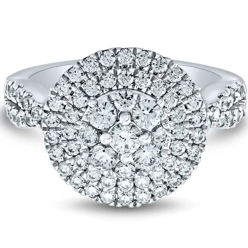 Lab Grown Diamond Round Cluster Ring In 14K White Gold (1 1/4 Ct. Tw.)
