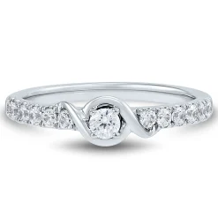 Lab Grown Diamond Swirl Promise Ring In 14K White Gold (1/3 Ct. Tw.)
