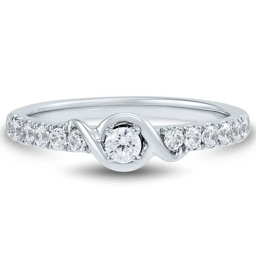 Lab Grown Diamond Swirl Promise Ring In 14K White Gold (1/3 Ct. Tw.)