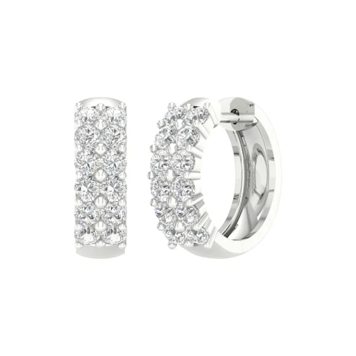 Lab Grown Diamond Two-Row Hoop Earrings In 14K White Gold (2 Ct. Tw.)