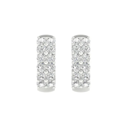 Lab Grown Diamond Two-Row Hoop Earrings In 14K White Gold (2 Ct. Tw.)
