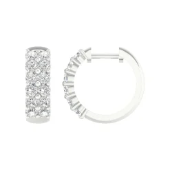 Lab Grown Diamond Two-Row Hoop Earrings In 14K White Gold (2 Ct. Tw.)