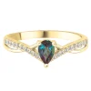 Lab-Created Alexandrite And Diamond Ring In 10K Yellow Gold Ring