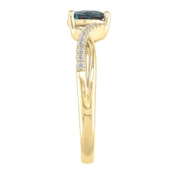 Lab-Created Alexandrite And Diamond Ring In 10K Yellow Gold Ring