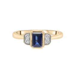 Lab-Created Blue Sapphire And Lab-Created White Sapphire Vintage Ring In Vermeil