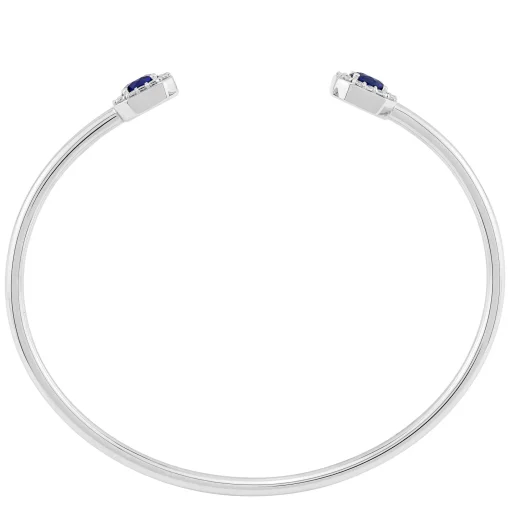 Lab-Created Blue Sapphire Cuff Bracelet With Lab-Created White Sapphire In Sterling Silver