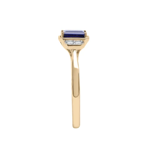 Lab-Created Blue Sapphire And Lab-Created White Sapphire Vintage Ring In Vermeil