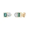 Lab-Created Emerald And Lab-Created White Sapphire Two-Stone Earrings In Vermeil