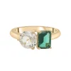 Lab-Created Emerald And Lab-Created White Sapphire Two-Stone Ring In Vermeil
