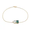 Lab-Created Emerald And Lab-Created White Sapphire Two-Stone Bracelet In Vermeil