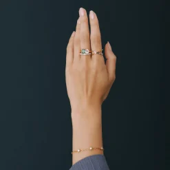 Lab-Created Emerald And Lab-Created White Sapphire Two-Stone Ring In Vermeil