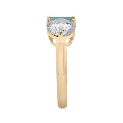 Lab-Created Emerald And Lab-Created White Sapphire Two-Stone Ring In Vermeil
