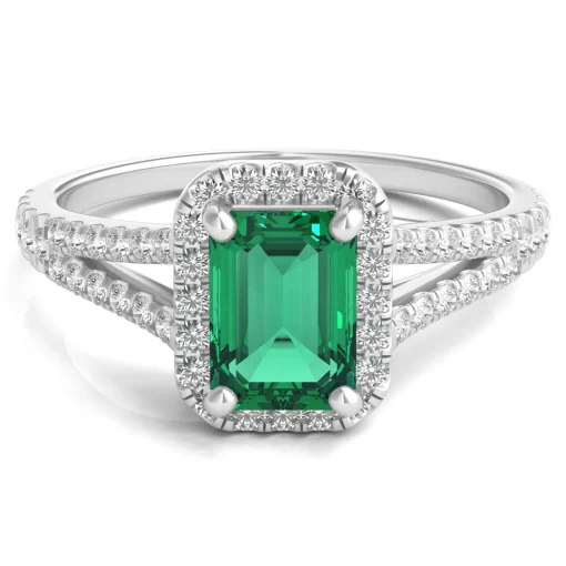 Lab-Created Emerald Ring With Lab-Created White Sapphires In Sterling Silver