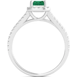 Lab-Created Emerald Ring With Lab-Created White Sapphires In Sterling Silver