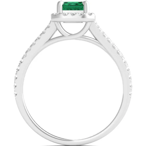 Lab-Created Emerald Ring With Lab-Created White Sapphires In Sterling Silver