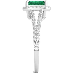 Lab-Created Emerald Ring With Lab-Created White Sapphires In Sterling Silver