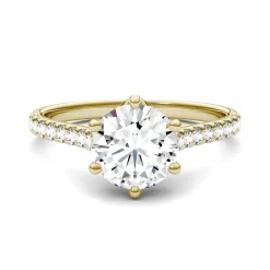Lab-Created Moissanite Engagement Ring In 14K Yellow Gold (1-3/4 Ct. Tw.)
