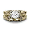 Lab-Created Moissanite Engagement Ring Set In 14K Yellow Gold (1-1/4 Ct. Tw.)