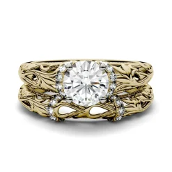 Lab-Created Moissanite Engagement Ring Set In 14K Yellow Gold (1-1/4 Ct. Tw.)