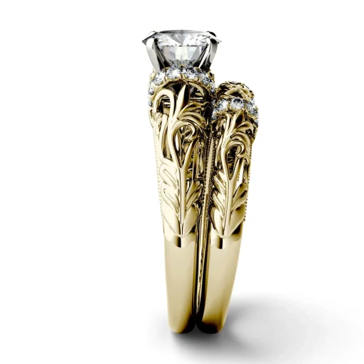 Lab-Created Moissanite Engagement Ring Set In 14K Yellow Gold (1-1/4 Ct. Tw.)