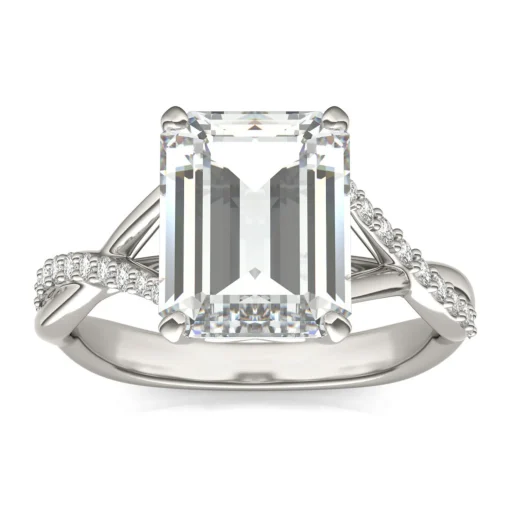 Lab-Created Moissanite Engagement Ring In 14K White Gold (3-3/4 Ct. Tw.)