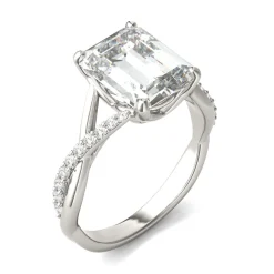 Lab-Created Moissanite Engagement Ring In 14K White Gold (3-3/4 Ct. Tw.)