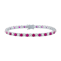 Lab-Created Ruby & White Sapphire Bracelet In Sterling Silver