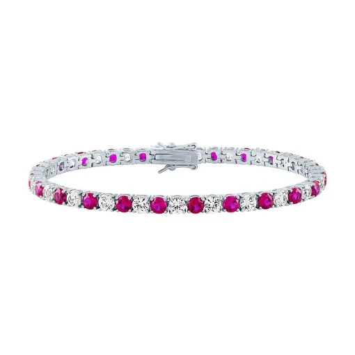 Lab-Created Ruby & White Sapphire Bracelet In Sterling Silver