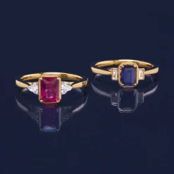 Lab-Created Ruby And Lab- Created White Sapphire Ring In Vermeil