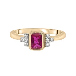 Lab-Created Ruby And Lab-Created White Sapphire Vintage Ring In Vermeil