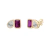 Lab-Created Ruby And Lab-Created White Sapphire Two-Stone Earring In Vermeil
