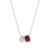 Lab-Created Ruby And Lab-Created White Sapphire Two-Stone Necklace In Vermeil