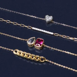 Lab-Created Ruby And Lab-Created White Sapphire Two-Stone Bracelet In Vermeil