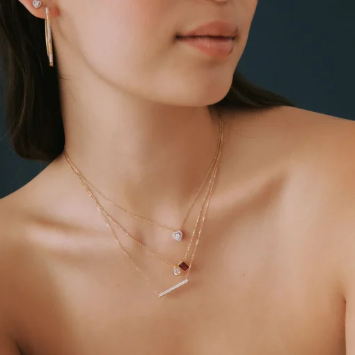 Lab-Created Ruby And Lab-Created White Sapphire Two-Stone Necklace In Vermeil