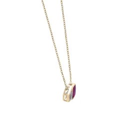 Lab-Created Ruby And Lab-Created White Sapphire Two-Stone Necklace In Vermeil