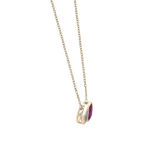 Lab-Created Ruby And Lab-Created White Sapphire Two-Stone Necklace In Vermeil