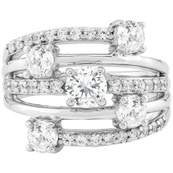 Lab-Created White Sapphire Multi-Row Band In Sterling Silver