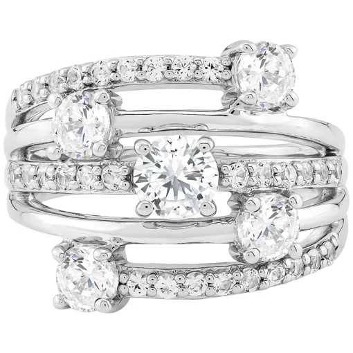 Lab-Created White Sapphire Multi-Row Band In Sterling Silver
